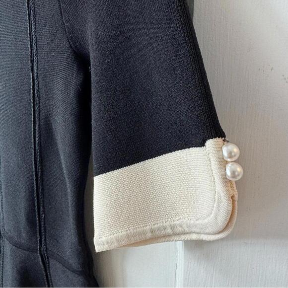 Sandro Caline Contrast Trim Lace Frill Peter Pan Collar Knit Mini Dress - Picture 8 of 11